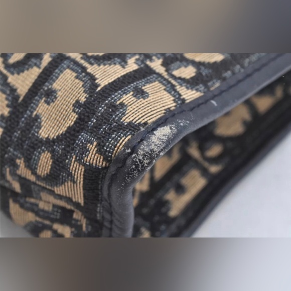 Rare🦄Authentic Christian Dior Trotter Clutch Hand Bag Purse Canvas Leather Blue - Picture 3 of 10